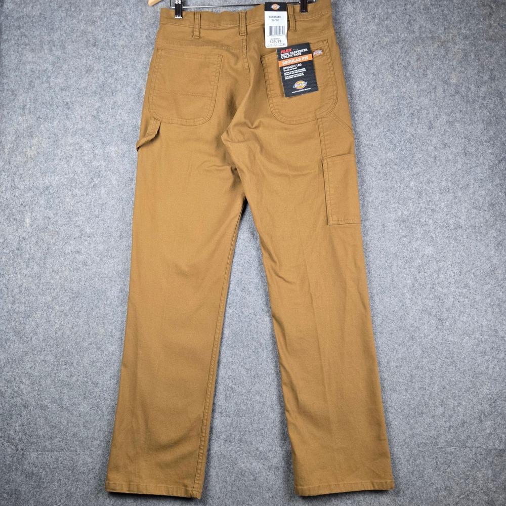 Dickies Duck Carpenter Utility Pants Mens 32x32 Brown Workwear Flex Straight New